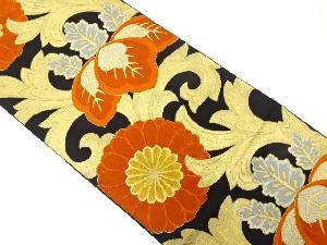 アンティーク　桐・菊唐草模様織り出し袋帯(材料)